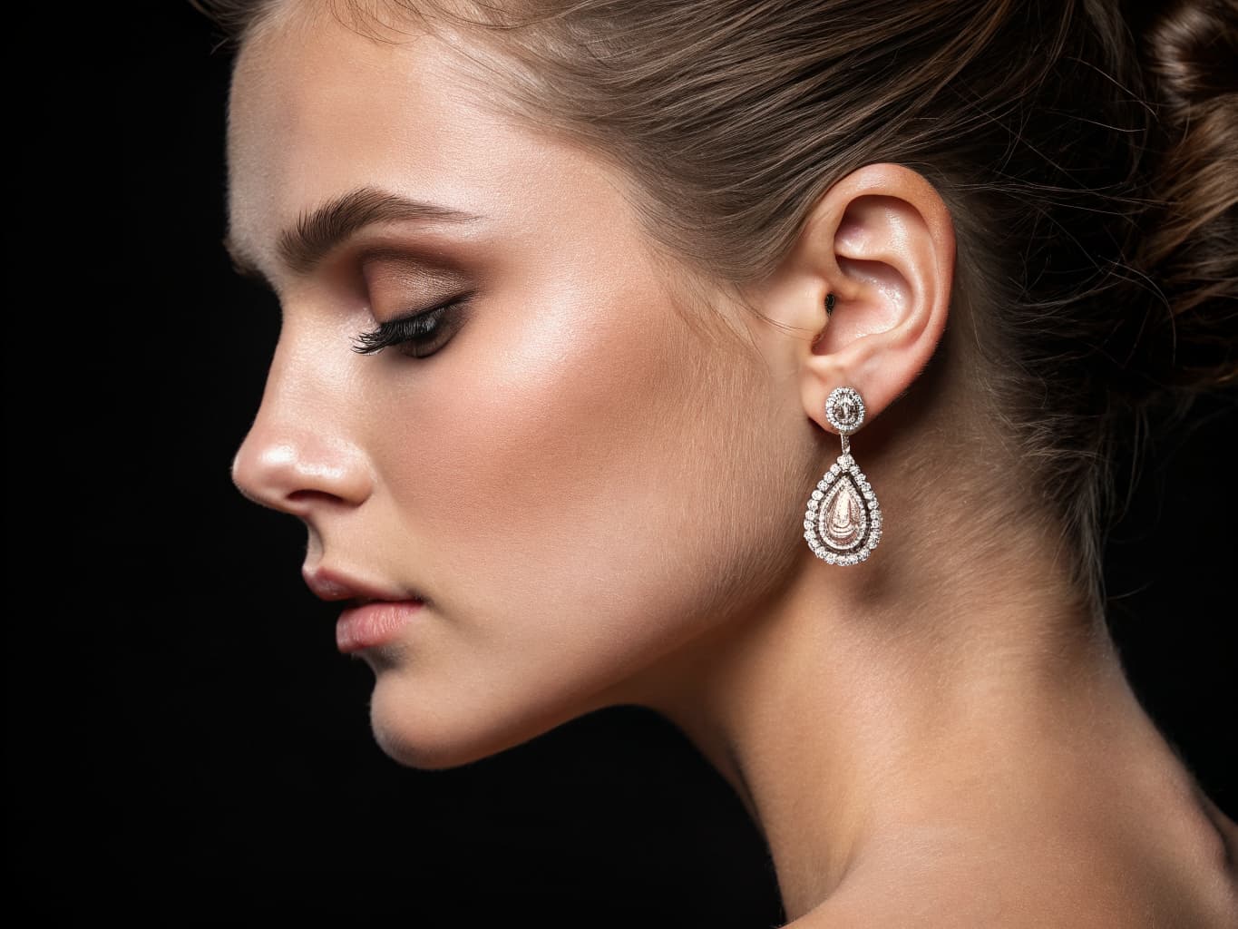 Close-up profile showcasing ear and earlobe beauty