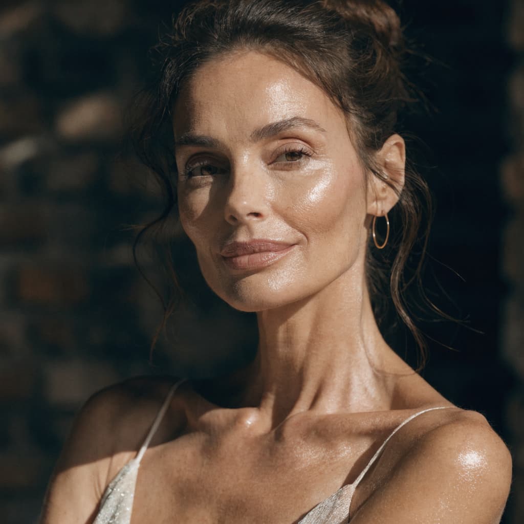 Woman with glowing youthful skin representing Sculptra results